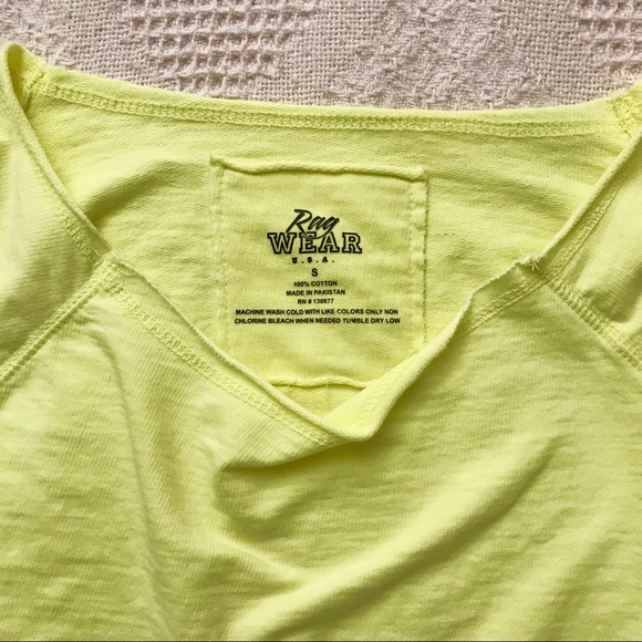 RagWear USA Chartreuse Cropped Boatneck Top Small - Picture 3 of 4